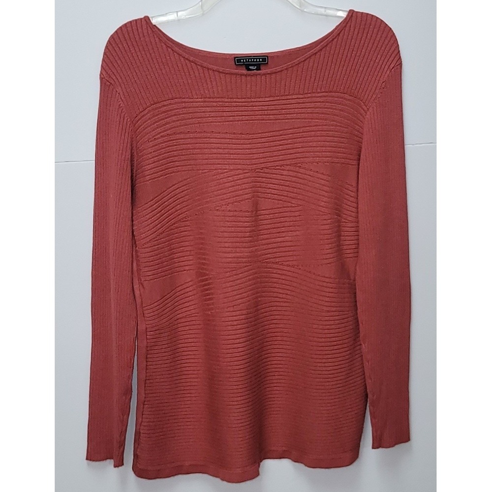 Metaphor Boat Neckline Sweater XL Rust Pullover Preppy Minimalist Sweater Office